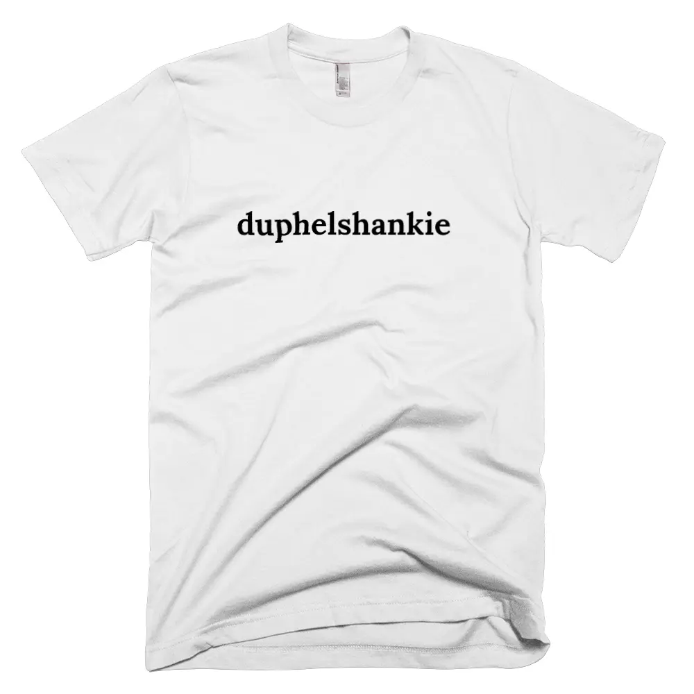 T-shirt with 'duphelshankie' text on the front