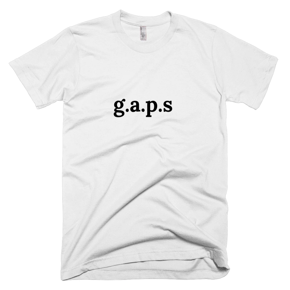 T-shirt with 'g.a.p.s' text on the front