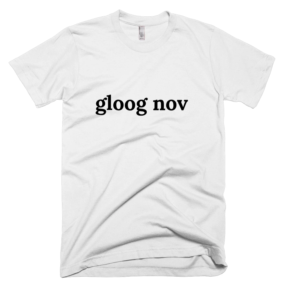 T-shirt with 'gloog nov' text on the front