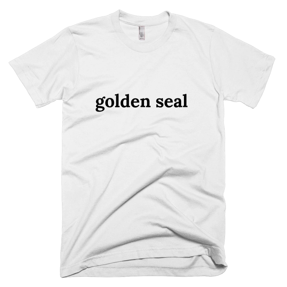 T-shirt with 'golden seal' text on the front