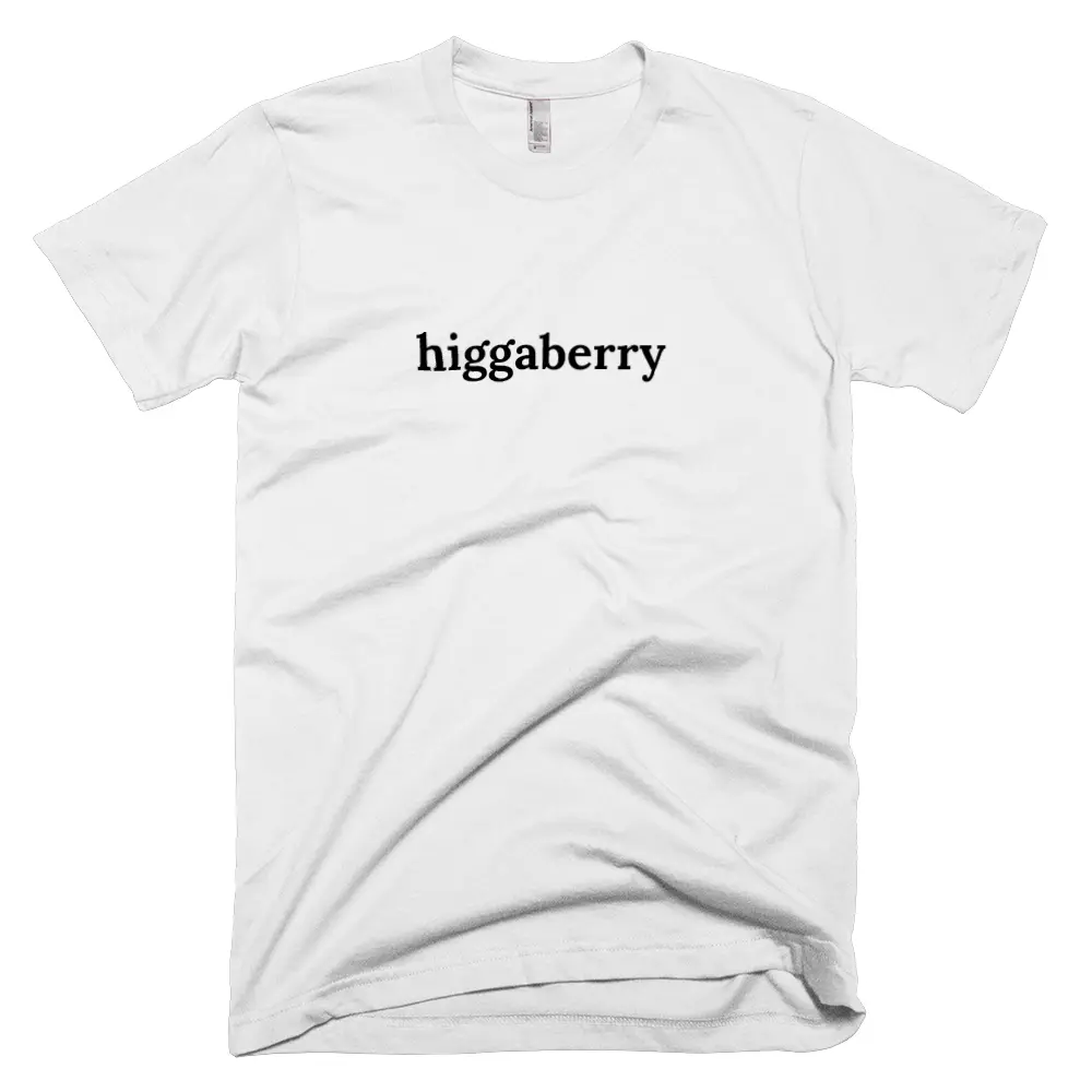 T-shirt with 'higgaberry' text on the front
