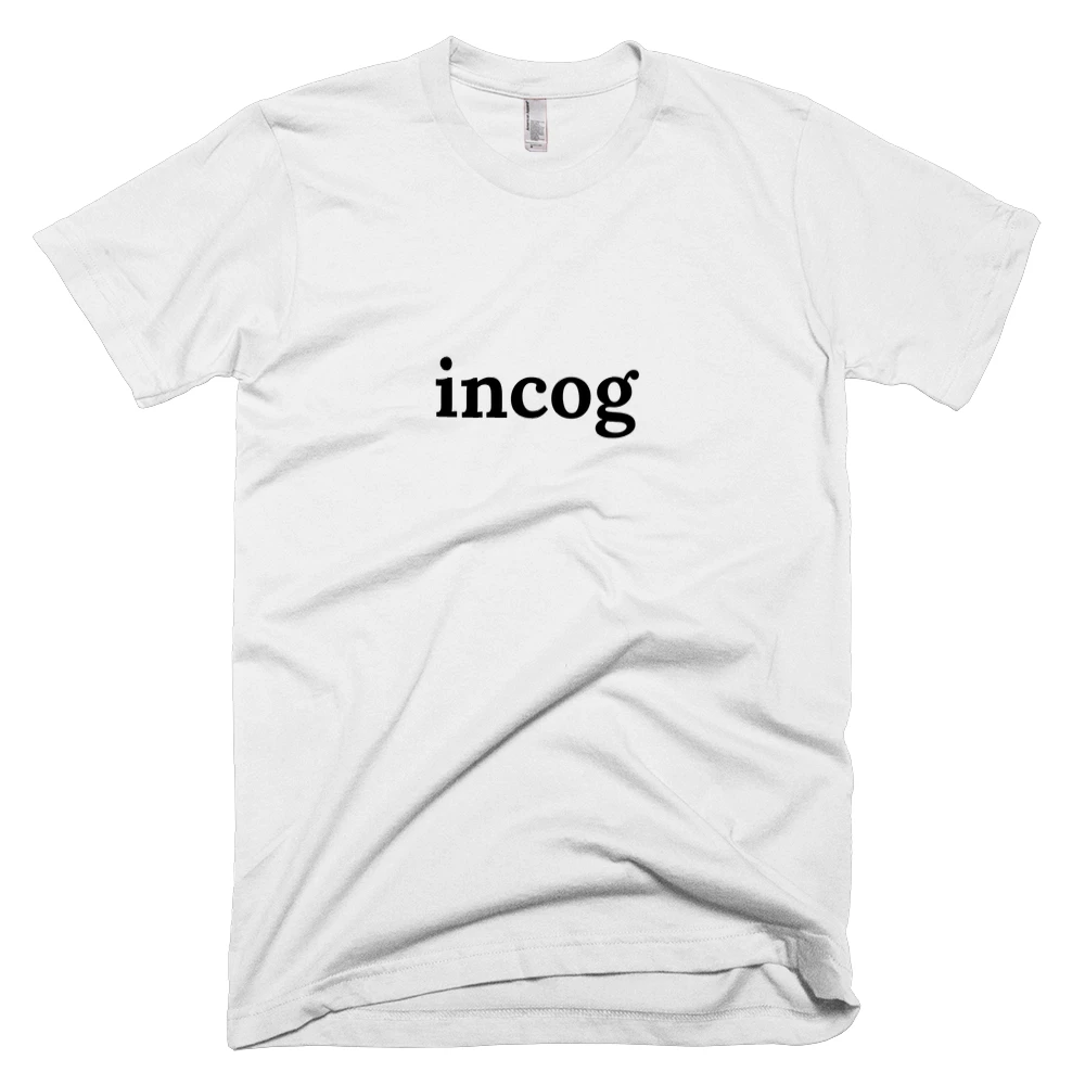 T-shirt with 'incog' text on the front