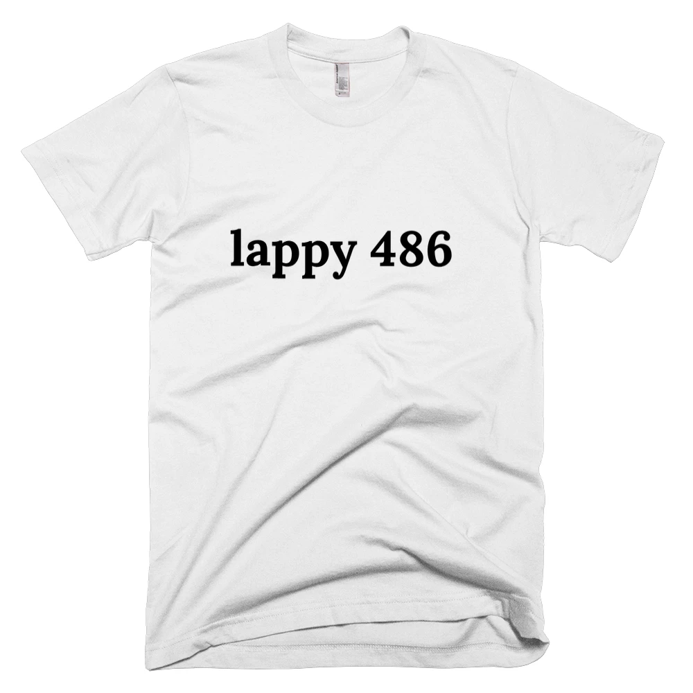 T-shirt with 'lappy 486' text on the front