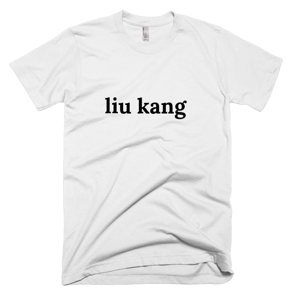 T-shirt with 'liu kang' text on the front