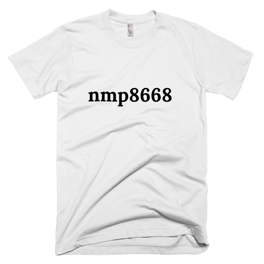 T-shirt with 'nmp8668' text on the front