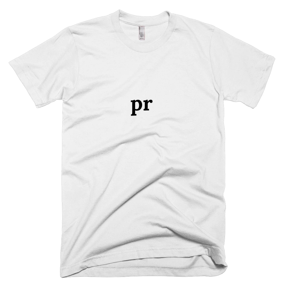 T-shirt with 'pr' text on the front
