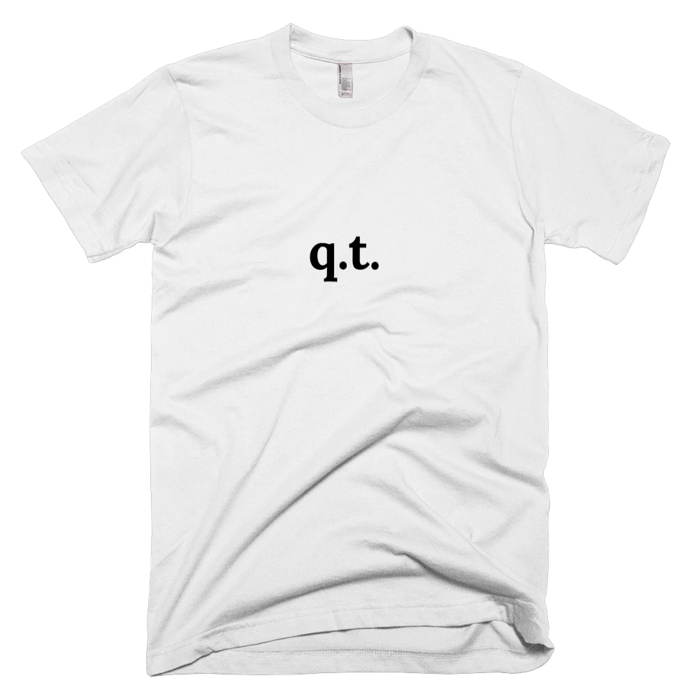 T-shirt with 'q.t.' text on the front