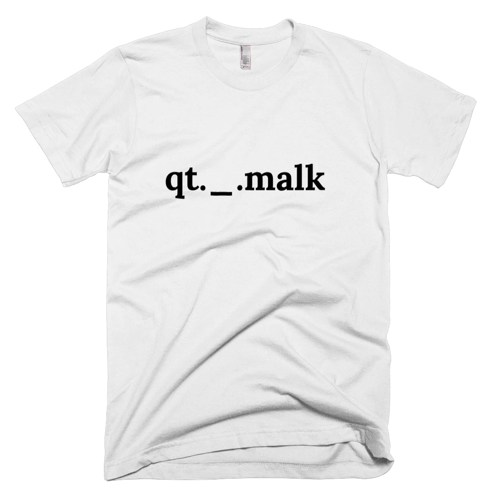 T-shirt with 'qt._.malk' text on the front