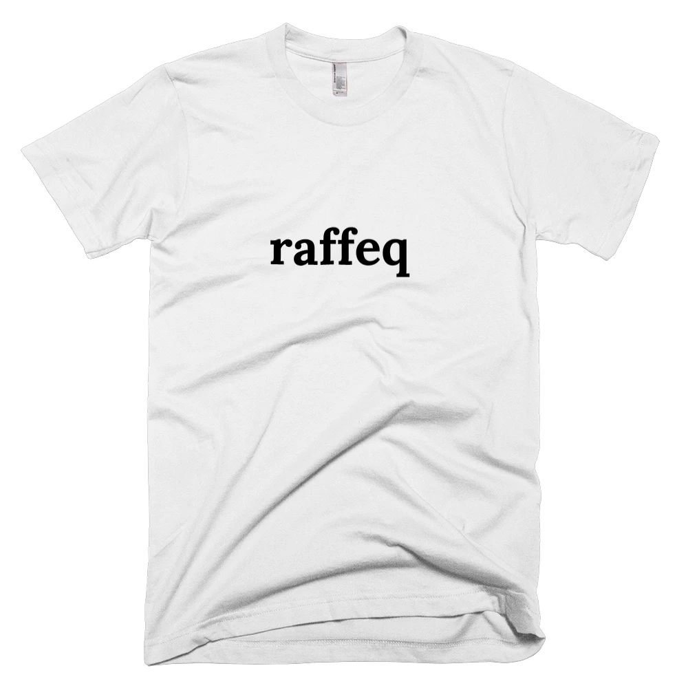 T-shirt with 'raffeq' text on the front