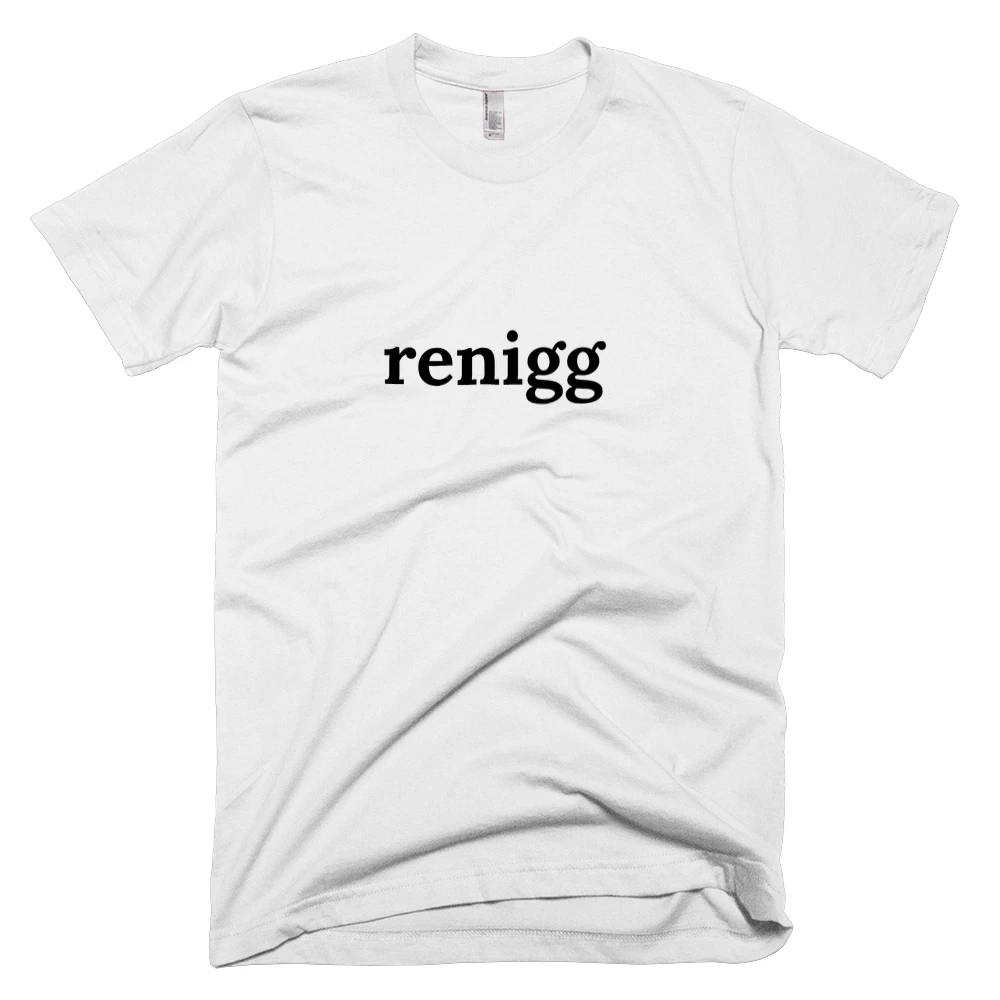 T-shirt with 'renigg' text on the front