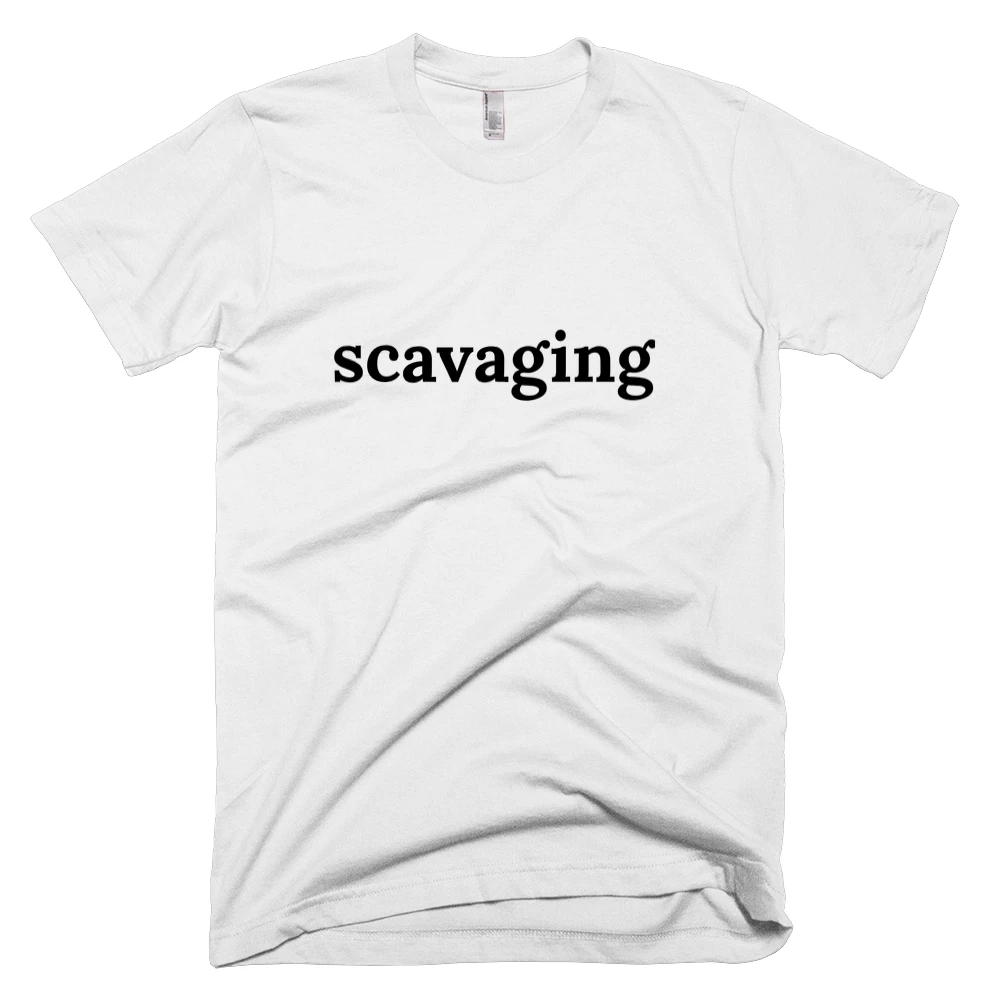 T-shirt with 'scavaging' text on the front
