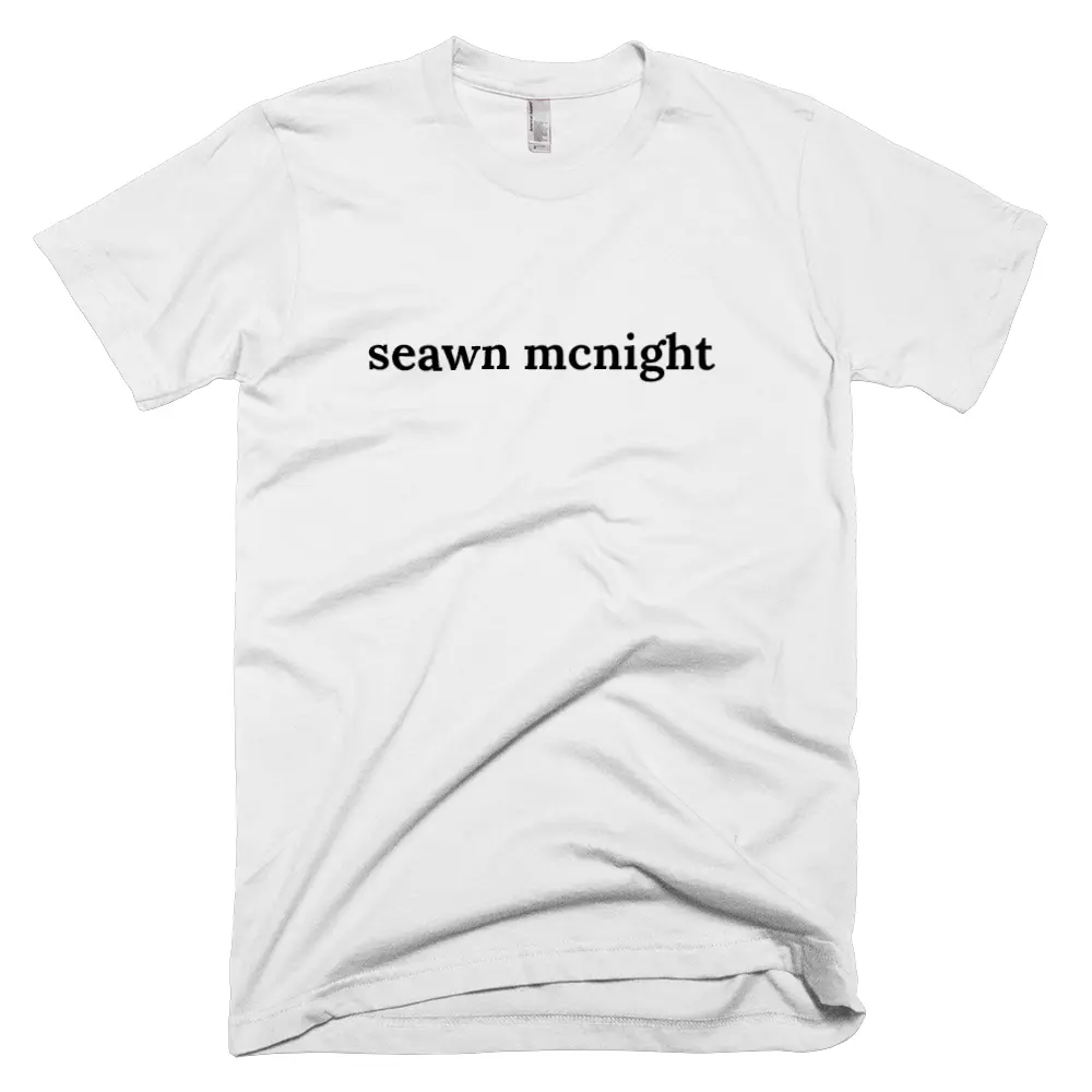 T-shirt with 'seawn mcnight' text on the front