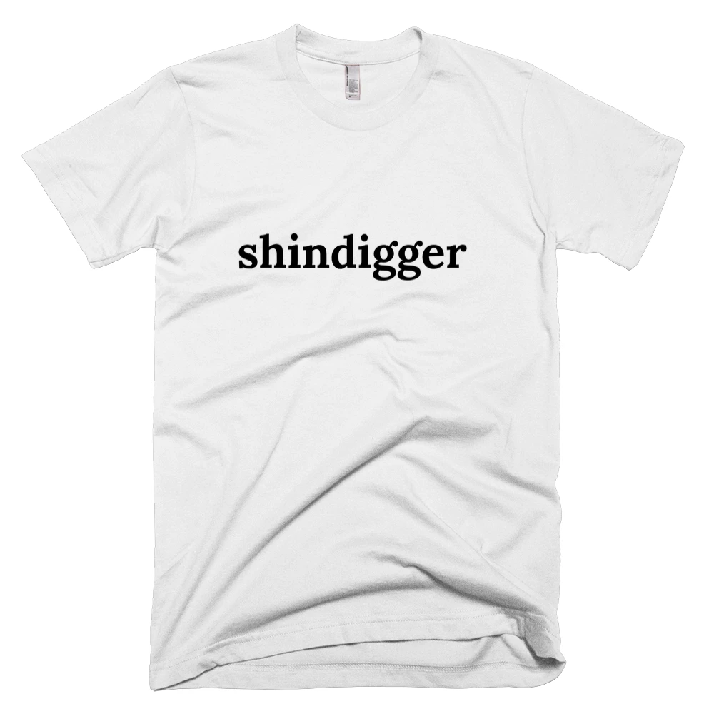 T-shirt with 'shindigger' text on the front