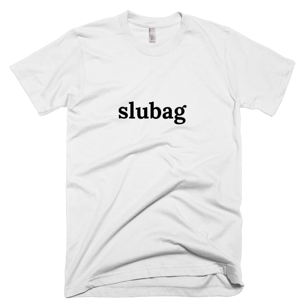 T-shirt with 'slubag' text on the front