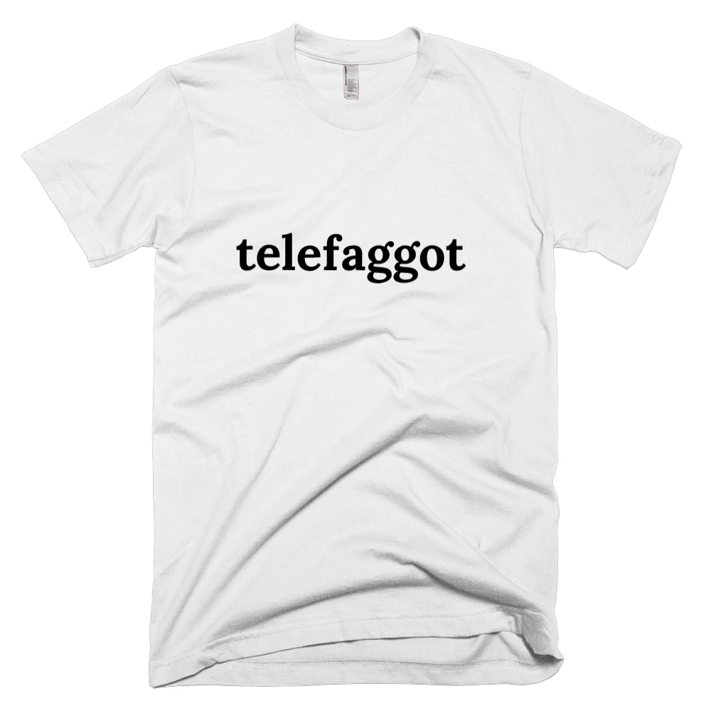 T-shirt with 'telefaggot' text on the front