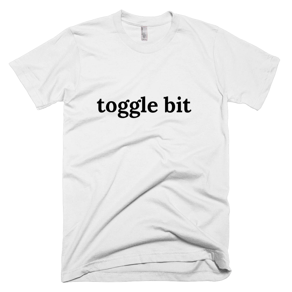 T-shirt with 'toggle bit' text on the front