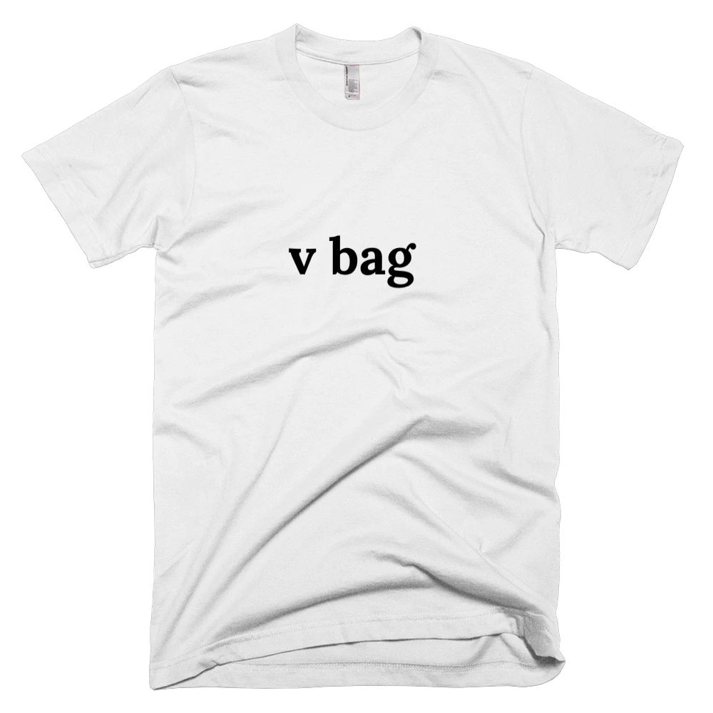 T-shirt with 'v bag' text on the front