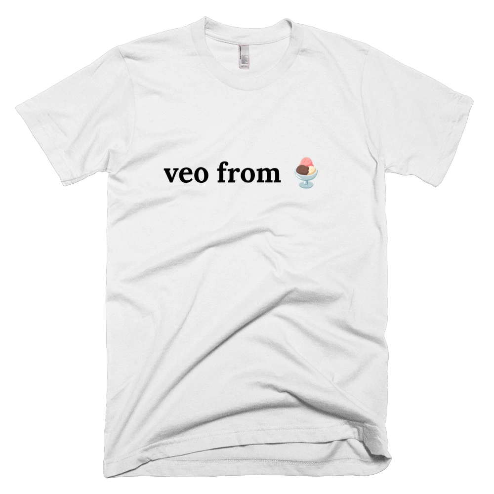 T-shirt with 'veo from 🍨' text on the front