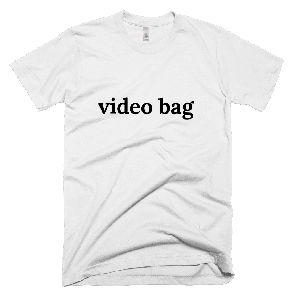 T-shirt with 'video bag' text on the front