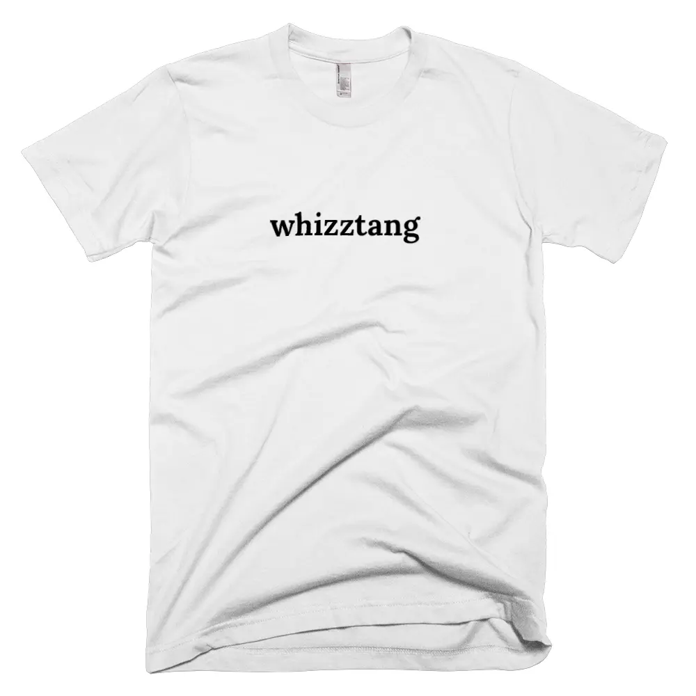 T-shirt with 'whizztang' text on the front