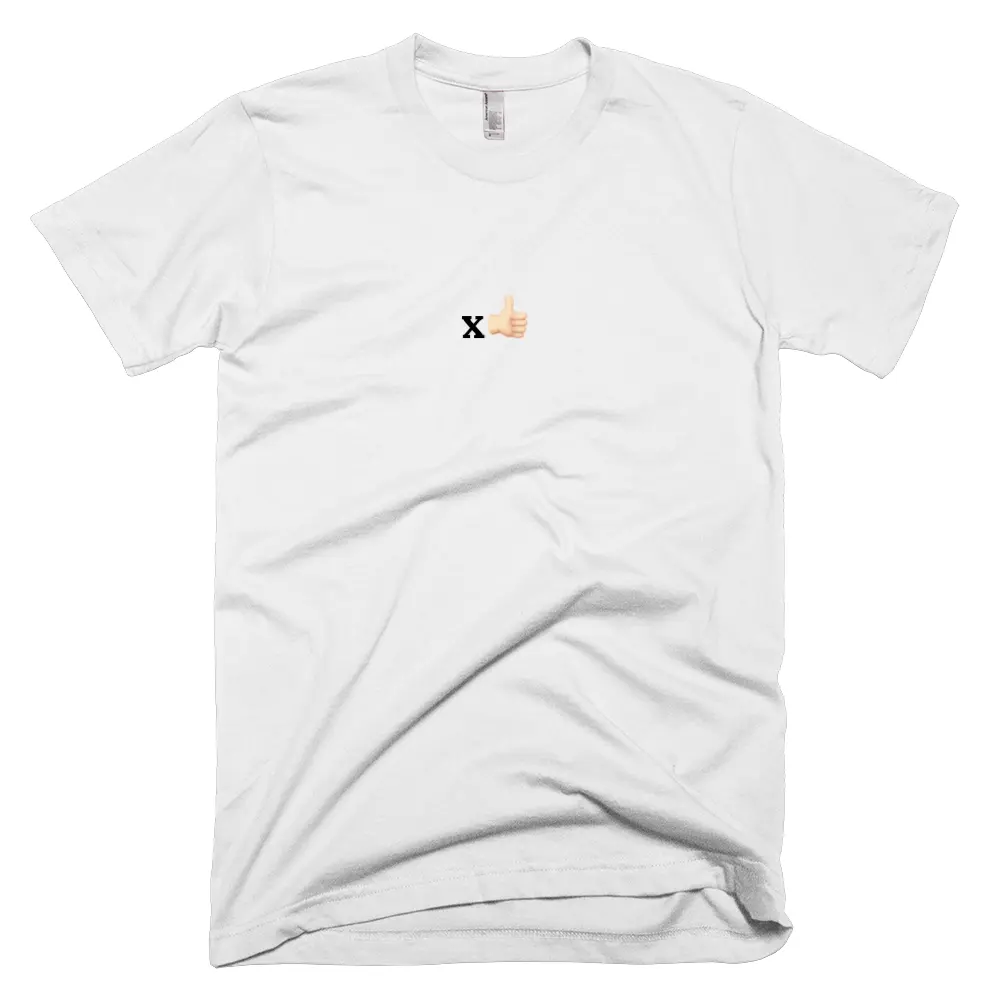 T-shirt with 'x👍🏻' text on the front