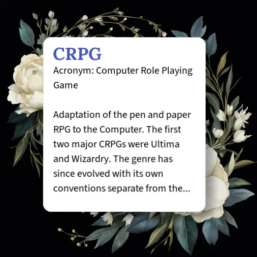 Crpg Definition Urban Dictionary: CRPG