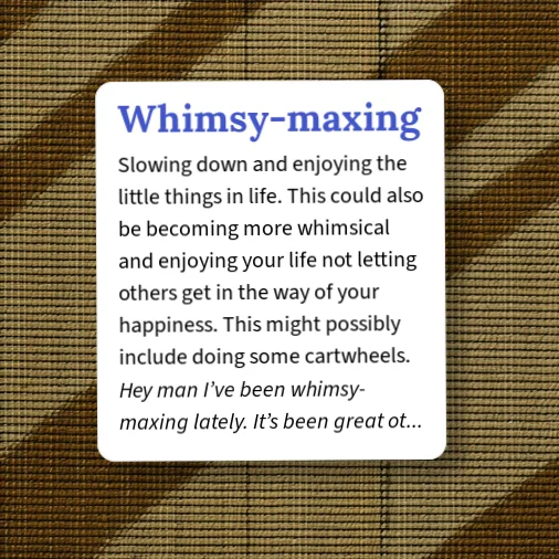 Whimsy Max Urban Dictionary: Whimsy-maxing