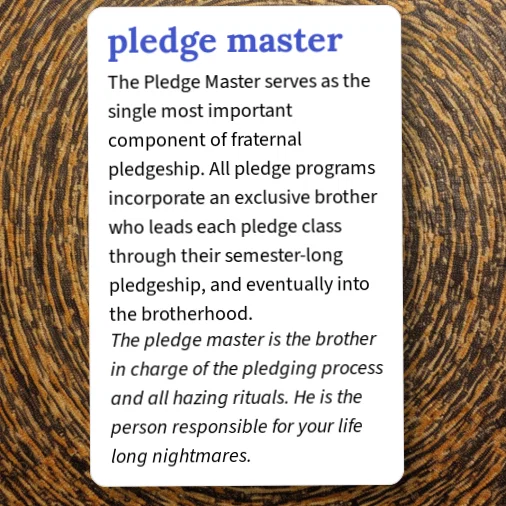 Pledgemaster Cast Urban Dictionary: pledgemaster